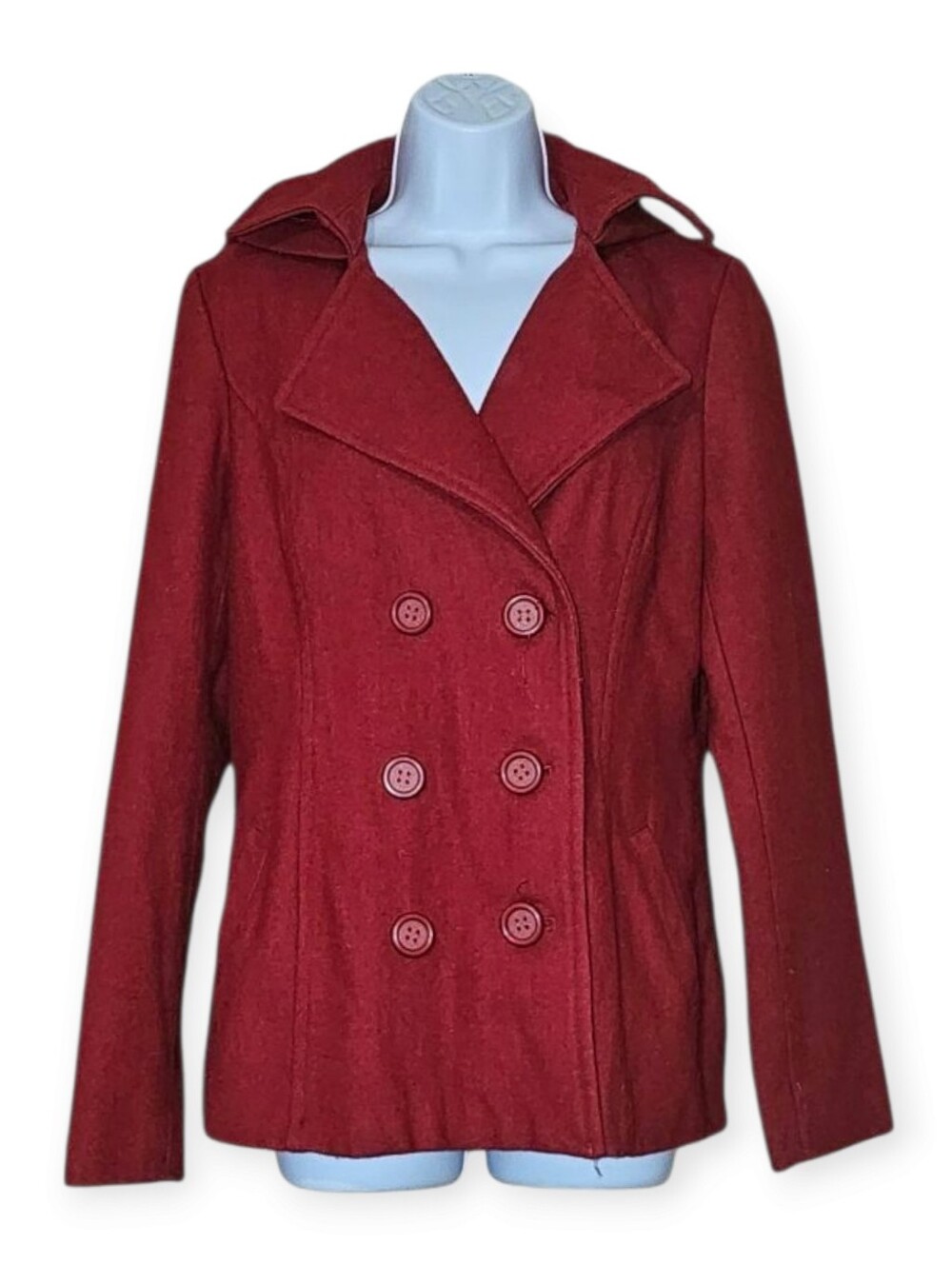 Forever 21 Double Breasted Hoodie Peacoat